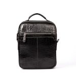 کیف دوشی چرم طبیعی مدل آناویز چرم (کروکو - مشکی)