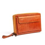 کیف دستی چرم طبیعی مدل آناویز چرم (عسلی - لیزارد )
